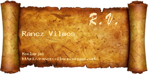 Rancz Vilmos névjegykártya